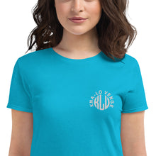 Load image into Gallery viewer, KLV LOGO Woman's White Embroidered short sleeve t-shirt