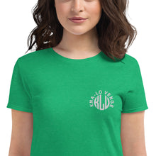 Load image into Gallery viewer, KLV LOGO Woman's White Embroidered short sleeve t-shirt