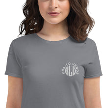 Load image into Gallery viewer, KLV LOGO Woman's White Embroidered short sleeve t-shirt
