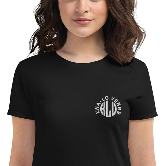 KLV LOGO Woman's White Embroidered short sleeve t-shirt