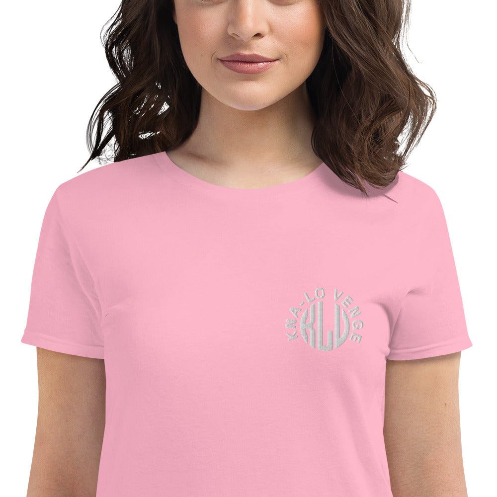 KLV LOGO Woman's White Embroidered short sleeve t-shirt