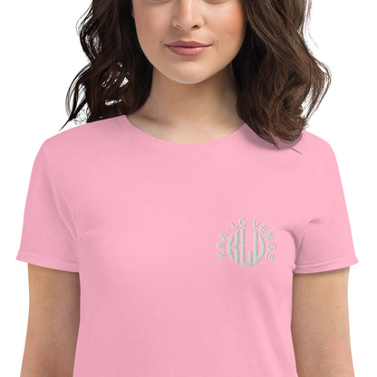 KLV LOGO Woman's White Embroidered short sleeve t-shirt