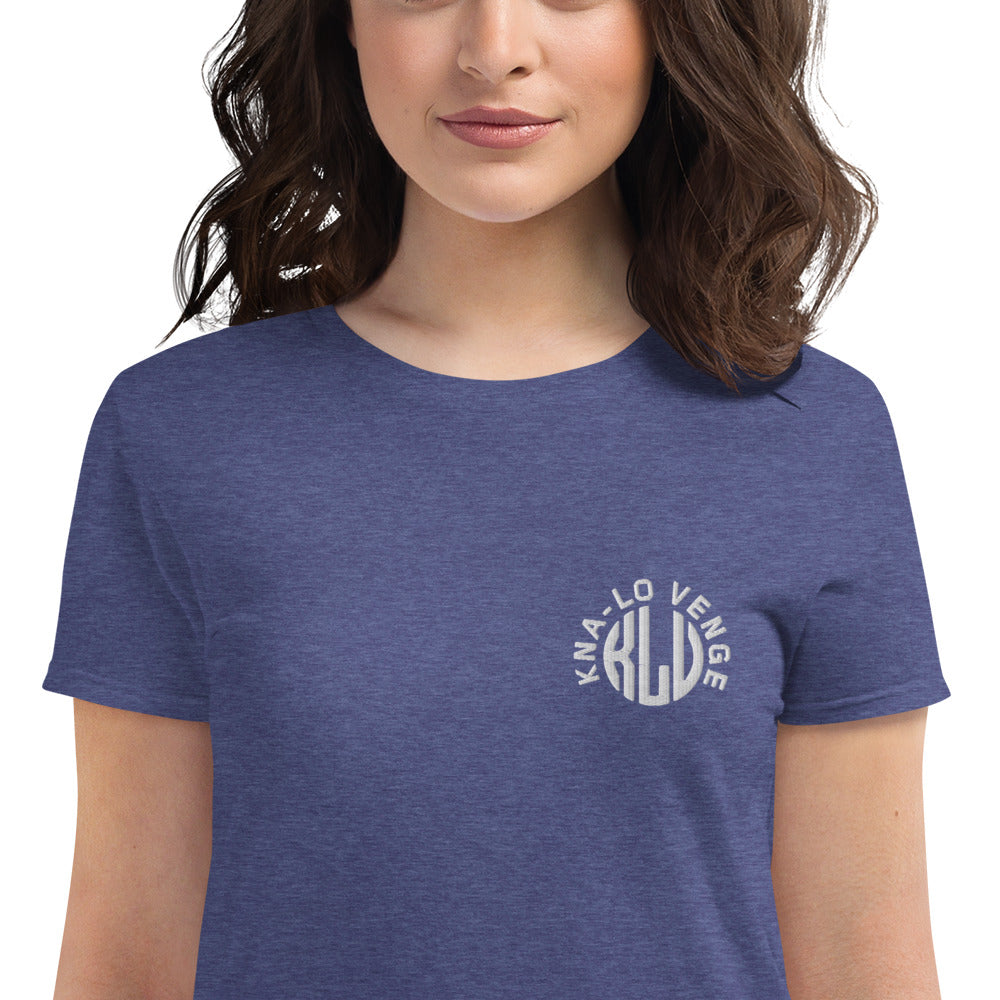 KLV LOGO Woman's White Embroidered short sleeve t-shirt