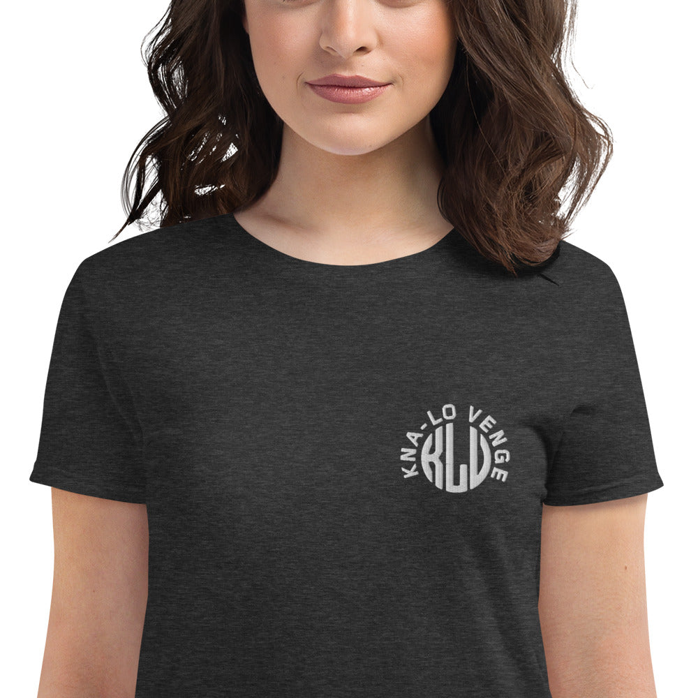 KLV LOGO Woman's White Embroidered short sleeve t-shirt