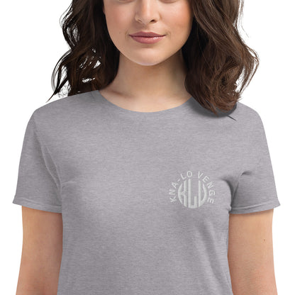 KLV LOGO Woman's White Embroidered short sleeve t-shirt