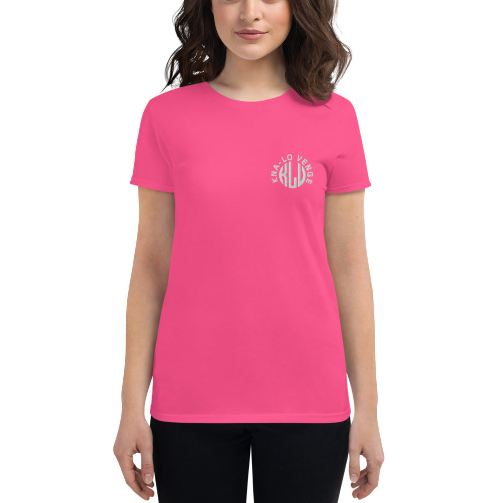 KLV LOGO Woman's White Embroidered short sleeve t-shirt