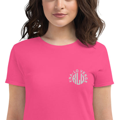 KLV LOGO Woman's White Embroidered short sleeve t-shirt