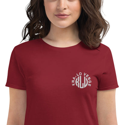 KLV LOGO Woman's White Embroidered short sleeve t-shirt