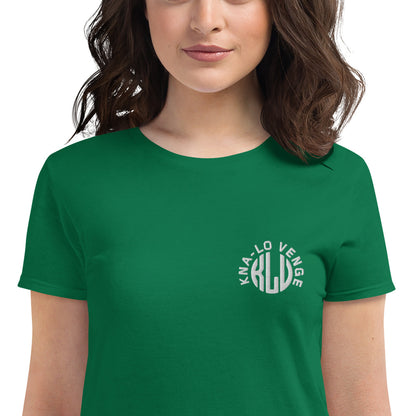 KLV LOGO Woman's White Embroidered short sleeve t-shirt