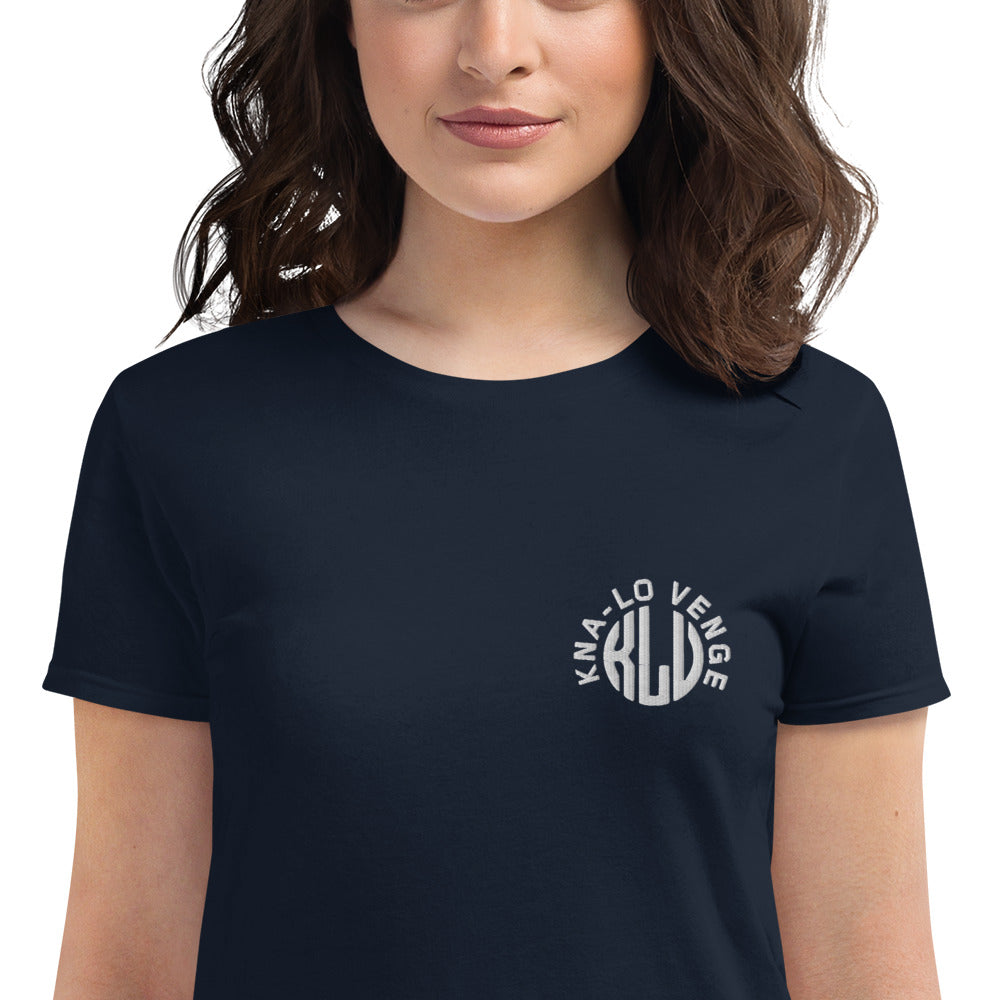 KLV LOGO Woman's White Embroidered short sleeve t-shirt