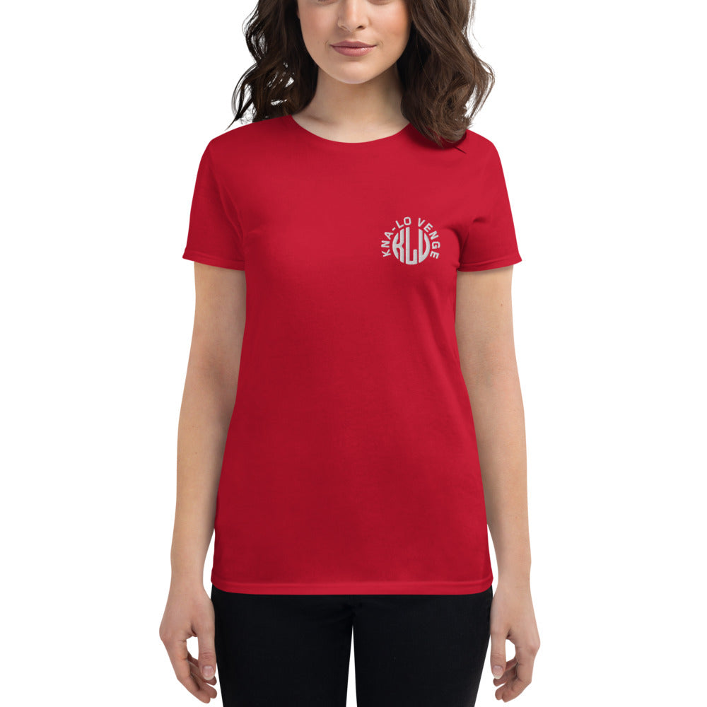 KLV LOGO Woman's White Embroidered short sleeve t-shirt