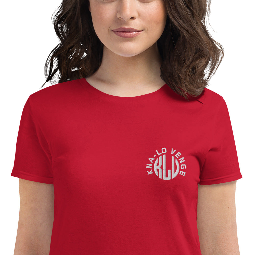 KLV LOGO Woman's White Embroidered short sleeve t-shirt