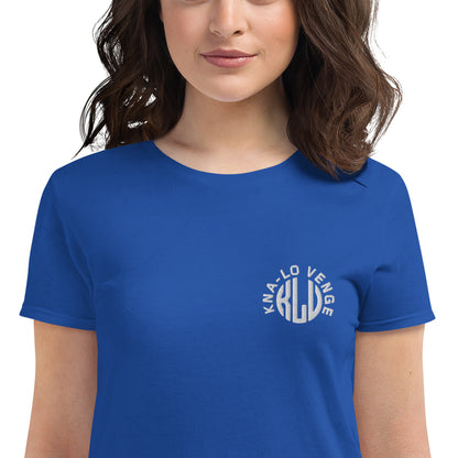KLV LOGO Woman's White Embroidered short sleeve t-shirt