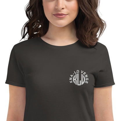 KLV LOGO Woman's White Embroidered short sleeve t-shirt