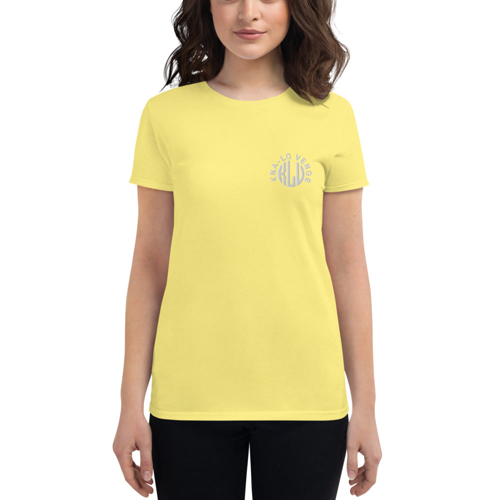 KLV LOGO Woman's White Embroidered short sleeve t-shirt