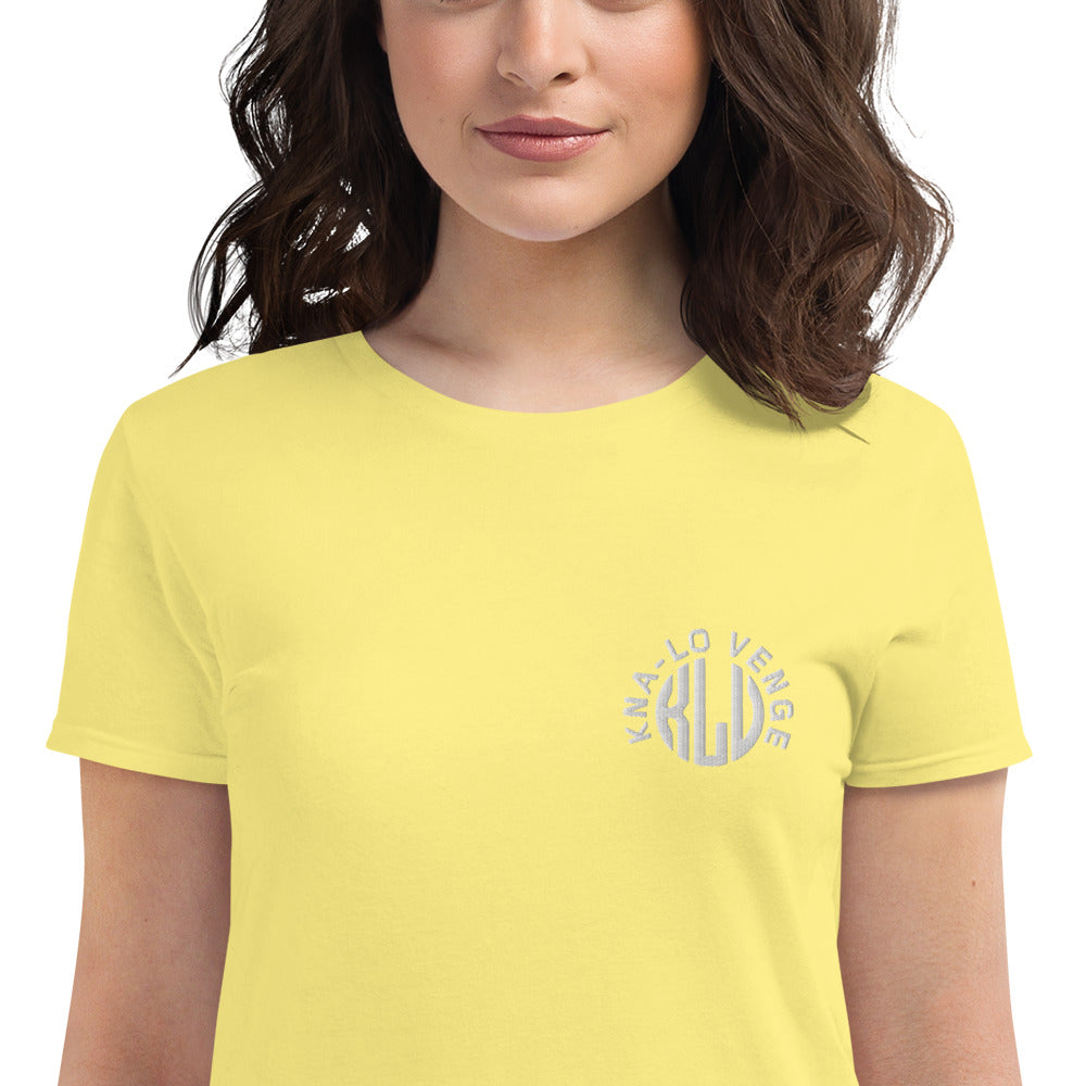 KLV LOGO Woman's White Embroidered short sleeve t-shirt
