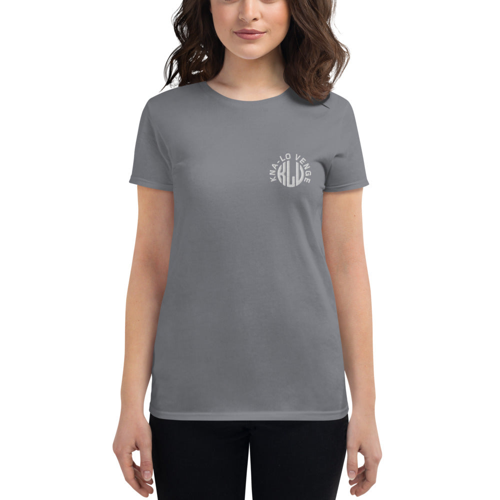 KLV LOGO Woman's White Embroidered short sleeve t-shirt